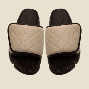 THEWOLF Essential Monogram Sandal in Beige, Adjustable, Size 5.5 - 6
